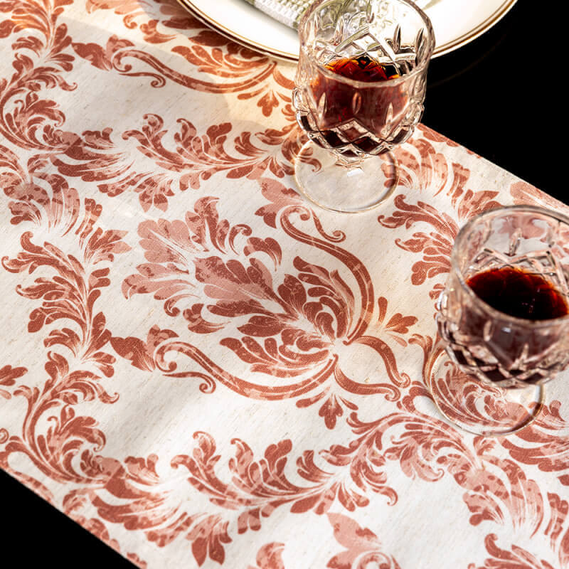 Print Polyester Linen Table Runner Elegant European Style for Office