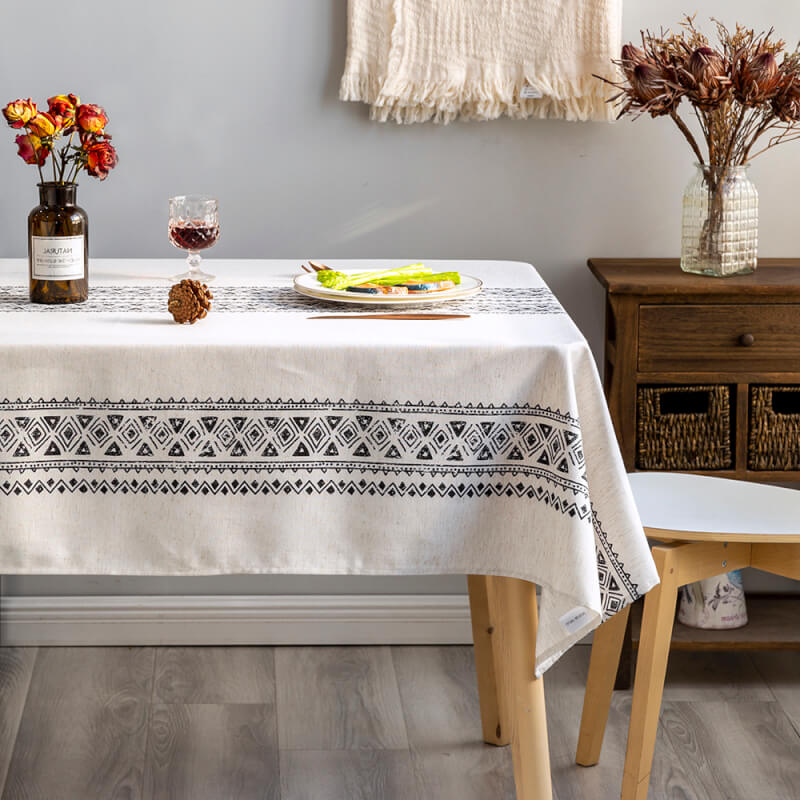 Hot Selling Print Polyester Linen Elegant Vintage Tablecloth for Kitchen