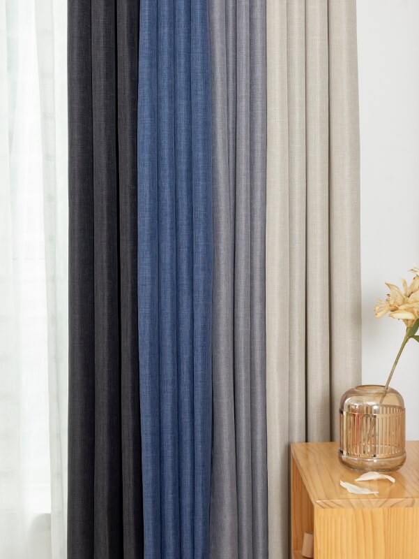 Good Quality Elegant Polyester Slub Yarn Solid Curtain