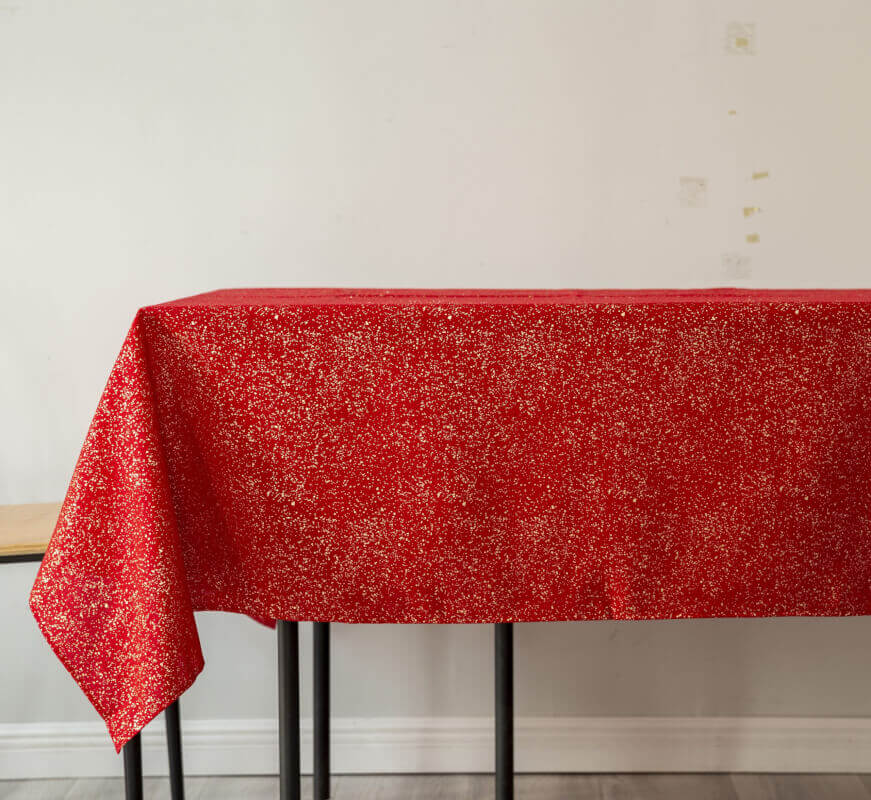 Luxury Polyester Christmas Foil Print Tablecloth for Party & Wedding Decoration