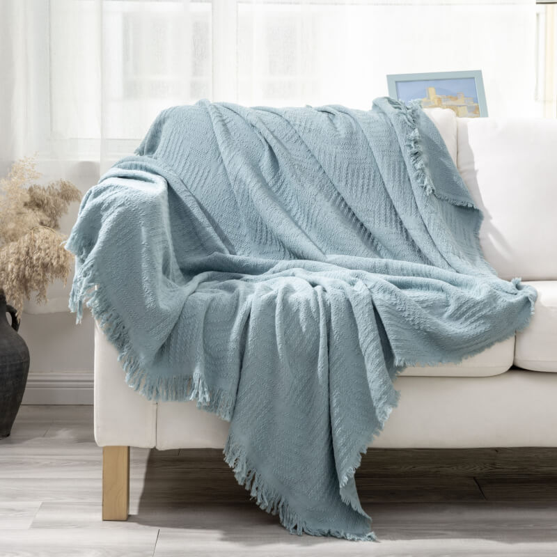 Hot Sale Home Decoration Warm Soft Tassel Washed Cotton Throw Blanket