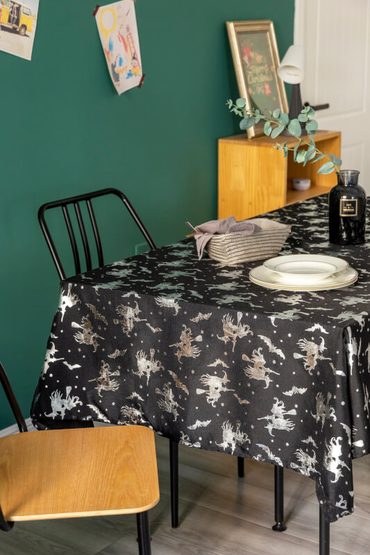 Polyester Tablecloth with Foil Printing for Halloween