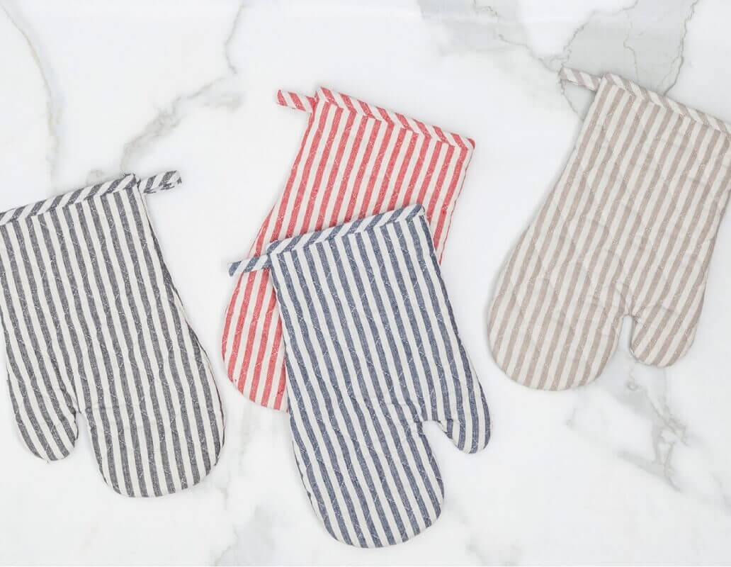 Heat Resistant Protection Kitchen Partner Stripe Yarn-dyed Linen Oven Mitt & Pot Holder