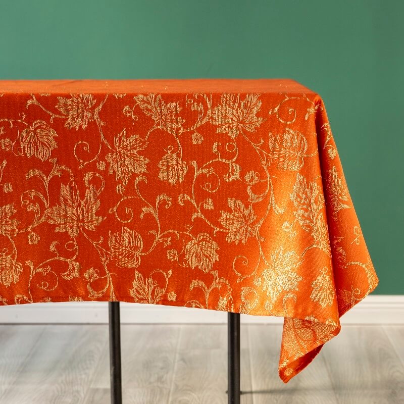 Polyester Jacquard Maple Leaf Luxury Multicolor Christmas Decoration Tablecloth